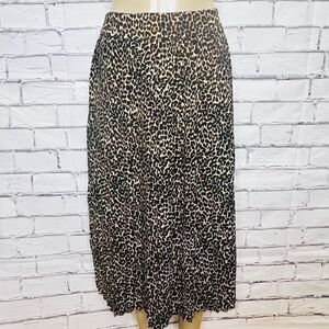 J. Crew Women's Multicolor Allover Animal-Print Lined Pleated Midi Skirt Size 4
